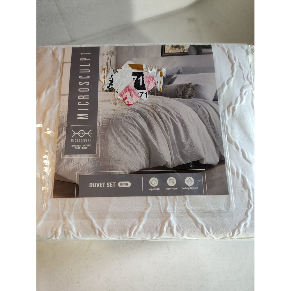 Microsculpt Duvet Set King Sz Super Soft Blasting Texture Fresh Clean white 1185